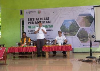 Penanaman Vegetasi Pohon Cemara di Pantai Sumil Dihadiri oleh PJ Bupati Tanggamus