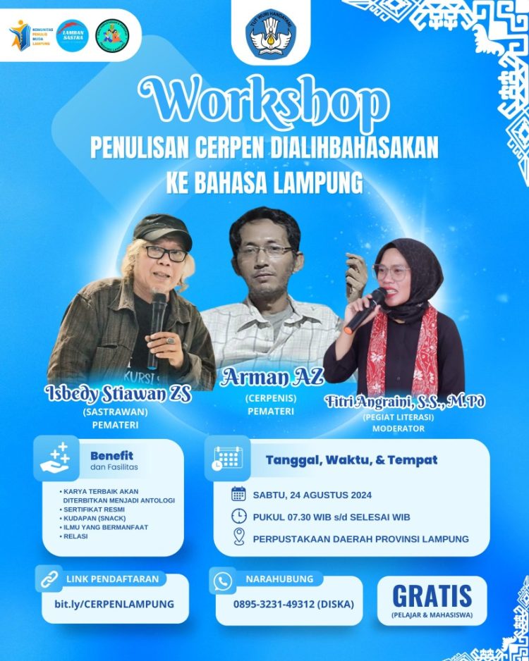 Workshop Menulis Cerpen dan Alih Bahasa ke Bahasa Lampung Dihadiri 70 Peserta