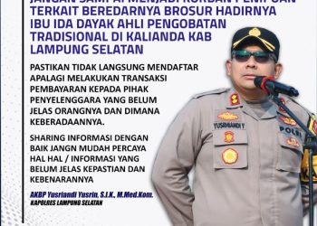 Polres Lampung Selatan Peringatkan Warga Waspadai Penipuan Online Bermodus Brosur Pengobatan Ibu Ida Dayak