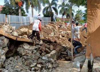 Talud Penahan Tanah Taman Ir Soekarno Kota Agung Ambrol, PUPR Tanggamus Segera Lakukan Perbaikan