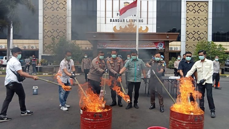 Polresta Bandar Lampung Musnahkan Narkoba Senilai Rp672 Juta