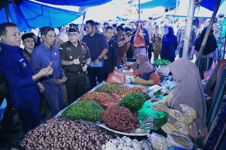 Pastikan Stok Bahan Pokok Aman, Bupati Pringsewu Tinjau Pasar Banyumas
