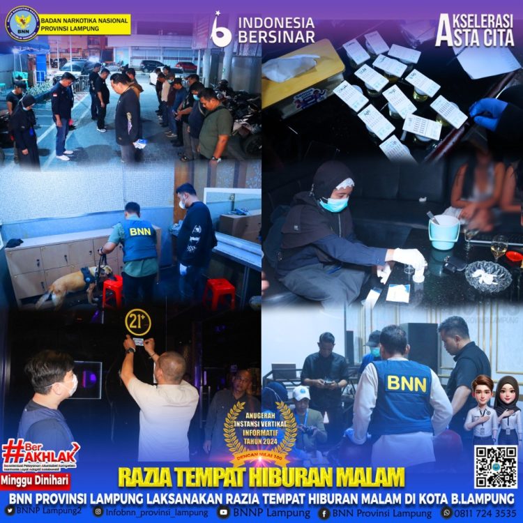 BNNP Lampung Gelar Razia Narkoba di Tempat Hiburan Malam, Pengunjung dan Karyawan Diperiksa