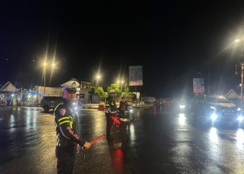 Antisipasi Kemacetan Malam, Satlantas Polres Pesawaran Gelar Patroli di Titik Rawan Gedong Tataan