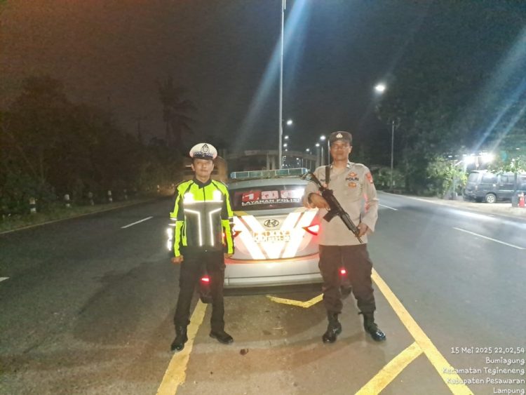 Polsek Tegineneng Perkuat Patroli Malam di Jalur Rawan Kriminalitas