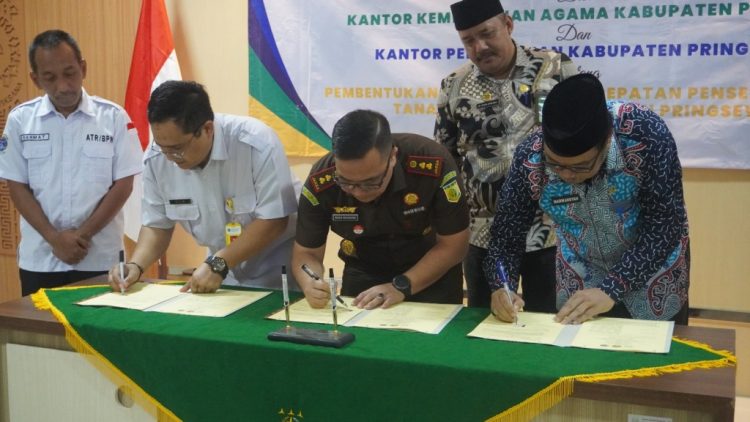 Tiga Lembaga di Pringsewu Bentuk Tim Terpadu Percepatan Sertifikasi Tanah Wakaf