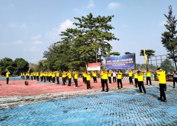 Jaga Kebugaran dan Kekompakan, Polres Pesawaran Gelar Olahraga Pagi Bersama