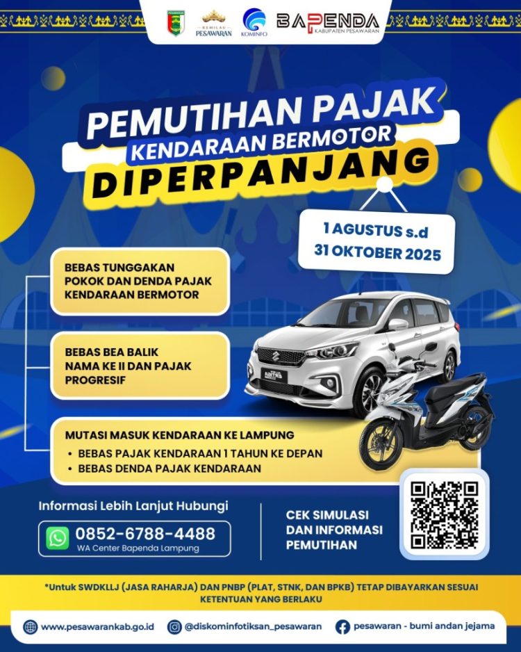 Promo Diperpanjang! Pemutihan Pajak Kendaraan di Lampung Berlaku hingga 31 Oktober 2025