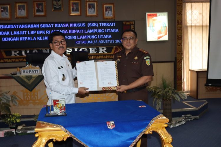 Penguatan Sinergi Pemkab Dan Kejari Lampung Utara Melalui Penandatanganan SKK Tindak Lanjut LHP BPK RI