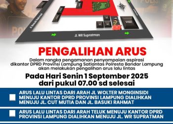 Pengalihan Arus Lalu Lintas di Sekitar DPRD Lampung: Satlantas Imbau Warga Perhatikan Jalur Alternatif