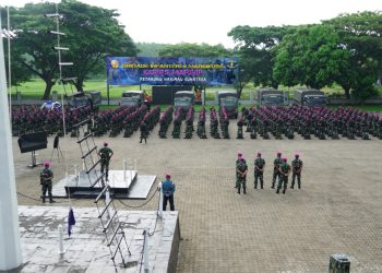 Siap Sambut HUT ke-80 TNI, Brigif 4 Marinir/BS Gelar Apel Kesiapan Gabungan di Lampung