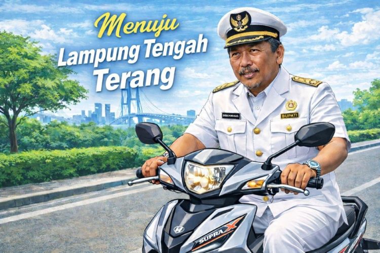 Naik Motor Pulang ke Rumah, Gaya Sederhana Plt Bupati Lampung Tengah Disorot