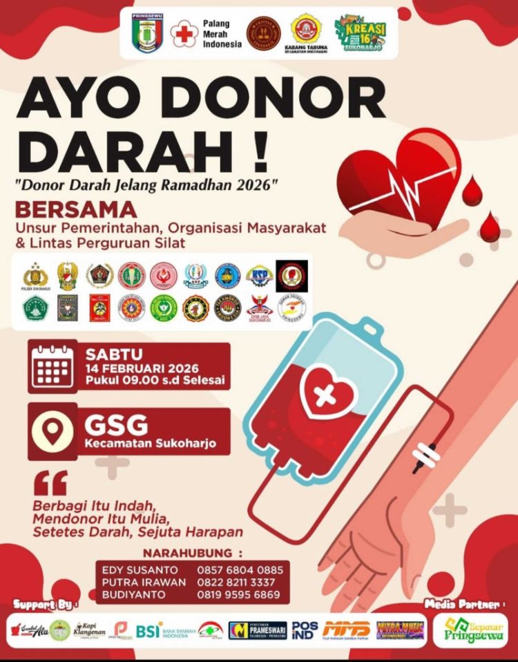 Karang Taruna Sukoharjo Gandeng PWI Pringsewu Gelar Donor Darah Akbar