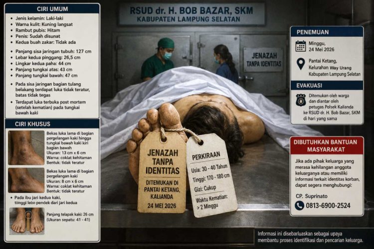 Misteri Jenazah Tanpa Identitas di Kalianda, RSUD Bob Bazar Cari Keluarga Korban