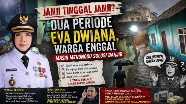 Banjir Datang Lagi, Warga Bandar Lampung Kembali Ingat Janji Kampanye Eva Dwiana