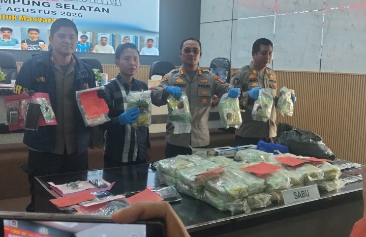 42,8 Kg Sabu Disita, Polres Lampung Selatan Klaim Selamatkan 174.169 Jiwa
